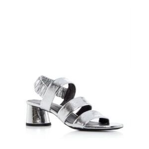 PROENZA SCHOULER Womens Silver Crinkle Glove Slip On Leather Slingback Sandal 40